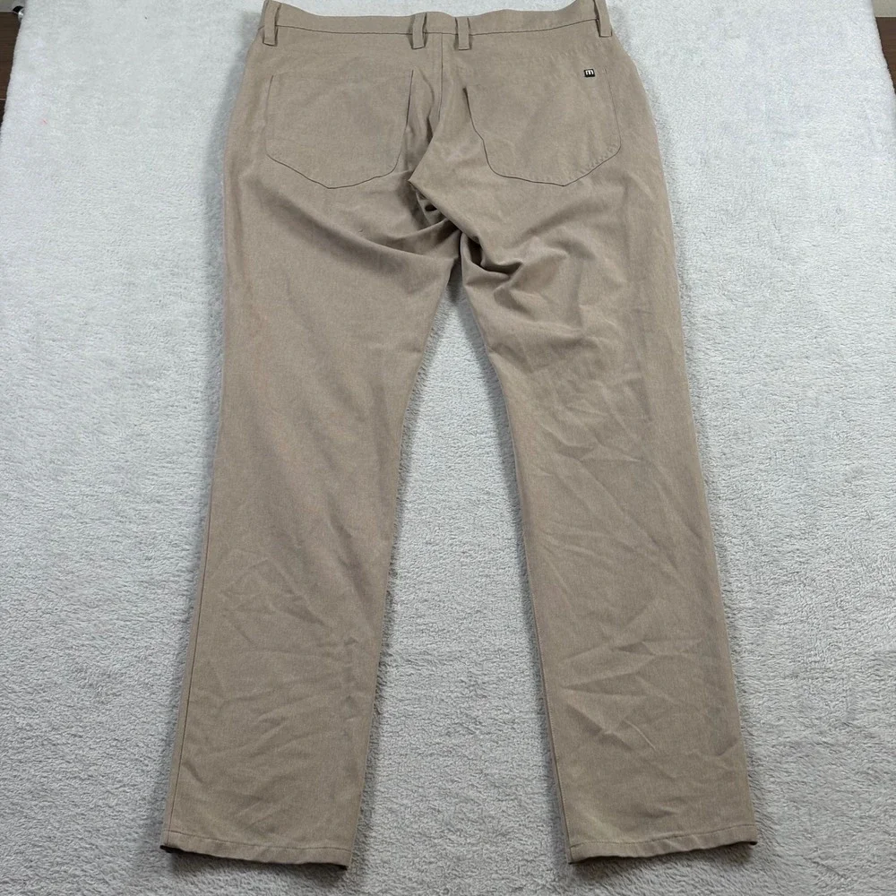 TravisMathew Mens Open to Close Performance Pants Tan Khaki 30x32 Stretch Golf